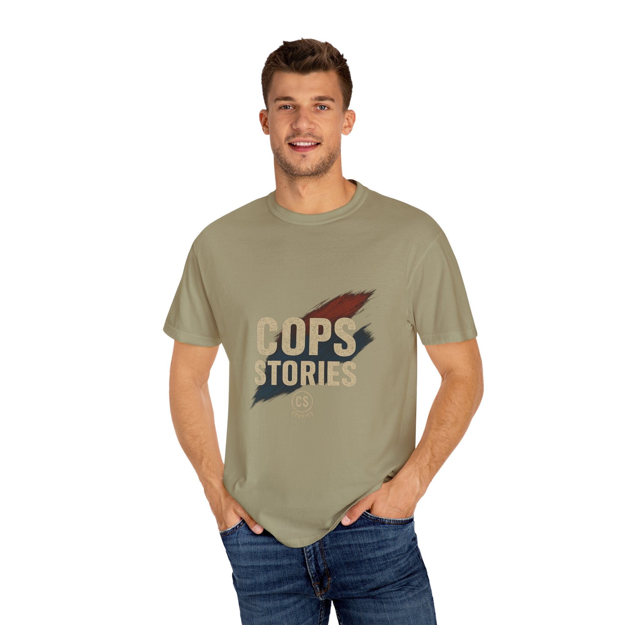 Cops Stories T-Shirt | Unisex Garment-Dyed Tee for Law Enforcement Enthusiasts, Perfect for Everyday Wear, Gifts, Police Appreciation