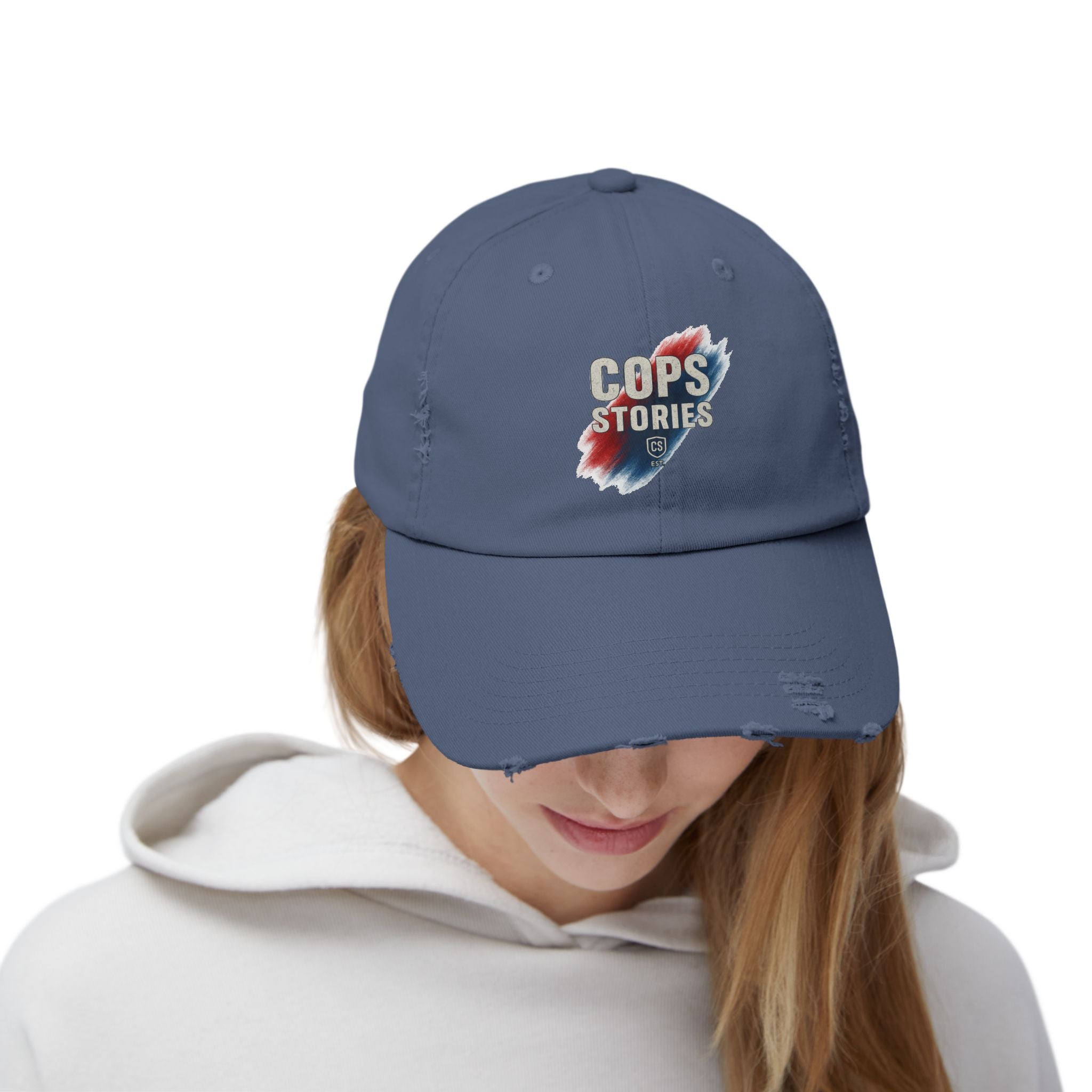 Cops Stories Unisex Distressed Cap | Casual Style, Gift for Law Enforcement, Everyday Wear, Unique Accessory, Cool Hat