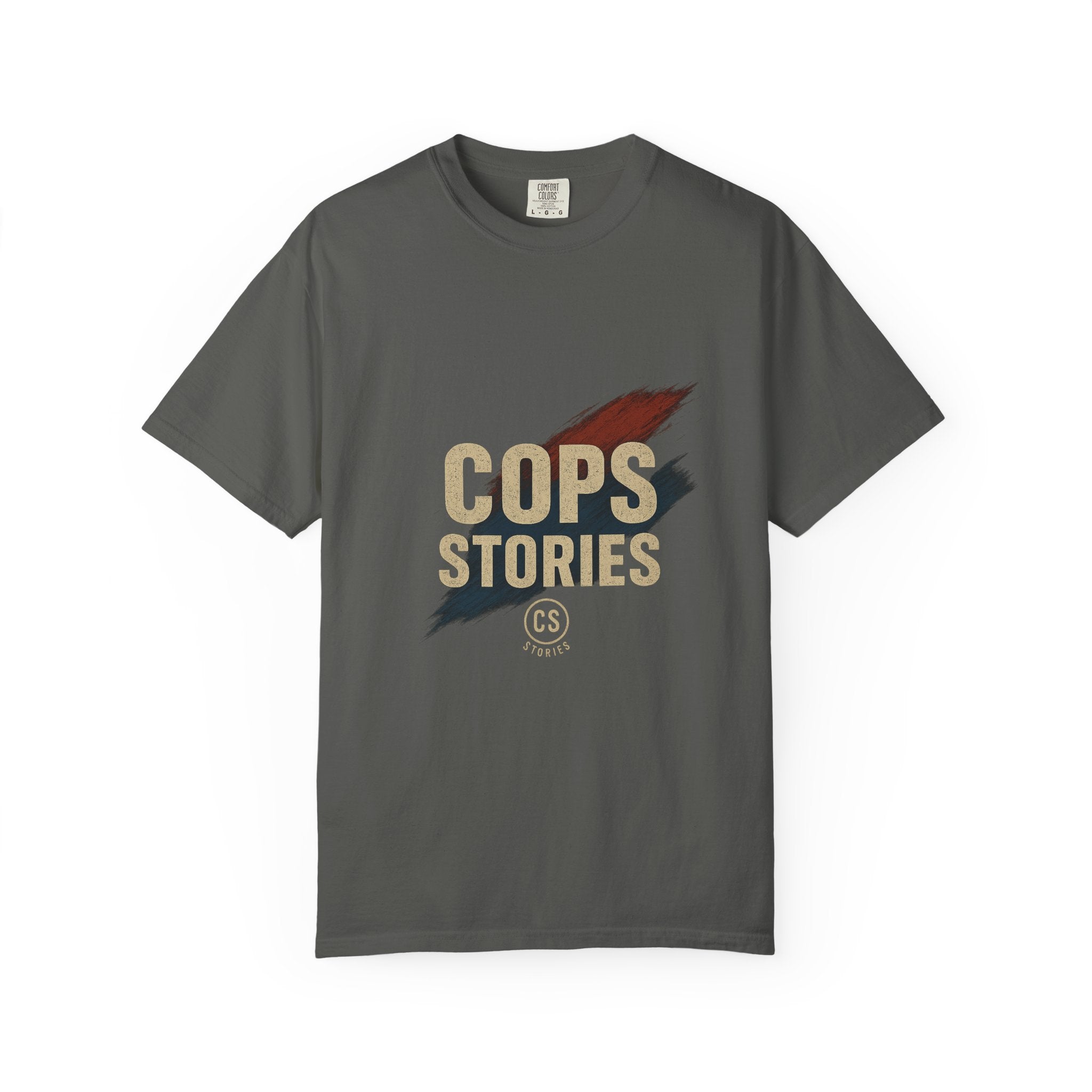 Cops Stories T-Shirt | Unisex Garment-Dyed Tee for Law Enforcement Enthusiasts, Perfect for Everyday Wear, Gifts, Police Appreciation