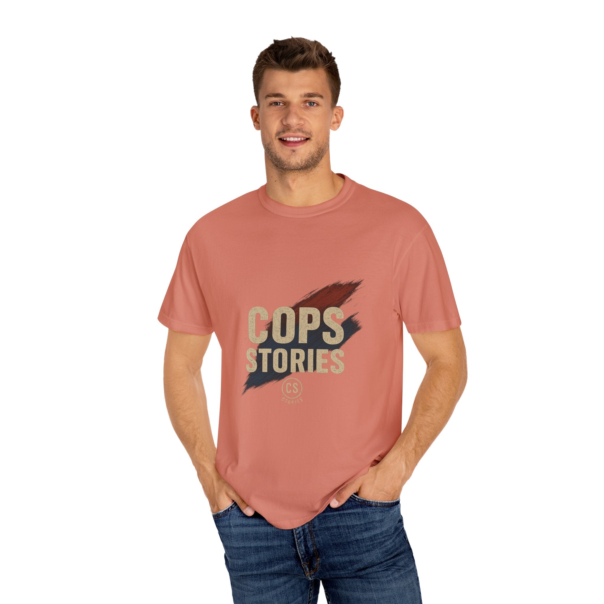 Cops Stories T-Shirt | Unisex Garment-Dyed Tee for Law Enforcement Enthusiasts, Perfect for Everyday Wear, Gifts, Police Appreciation