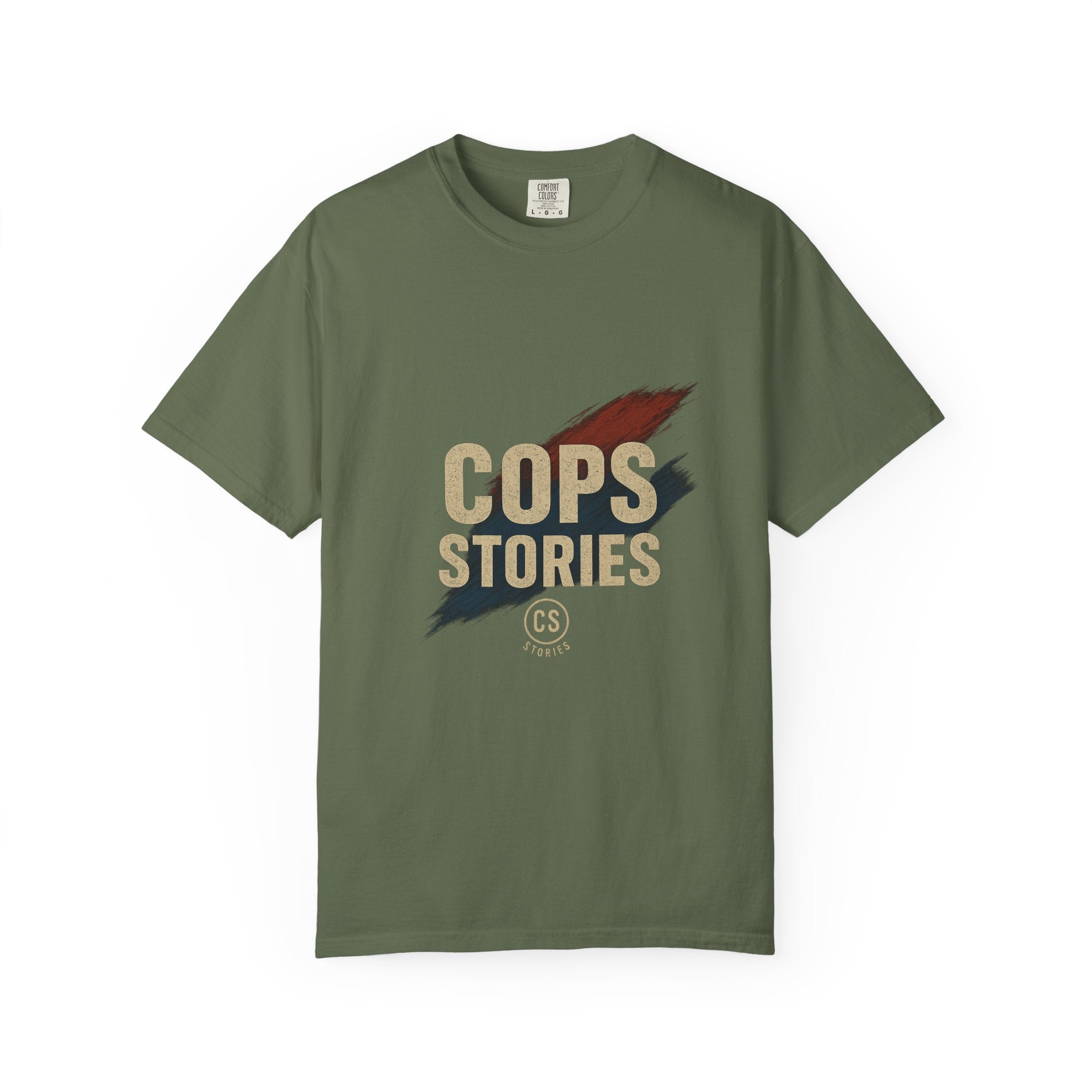 Cops Stories T-Shirt | Unisex Garment-Dyed Tee for Law Enforcement Enthusiasts, Perfect for Everyday Wear, Gifts, Police Appreciation
