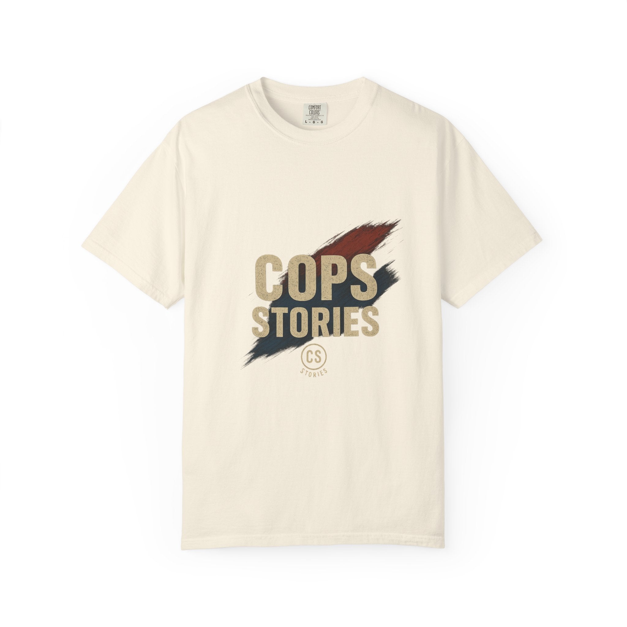 Cops Stories T-Shirt | Unisex Garment-Dyed Tee for Law Enforcement Enthusiasts, Perfect for Everyday Wear, Gifts, Police Appreciation
